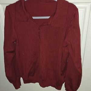 Burgundy red Button-Up Sweater, L, NWT
